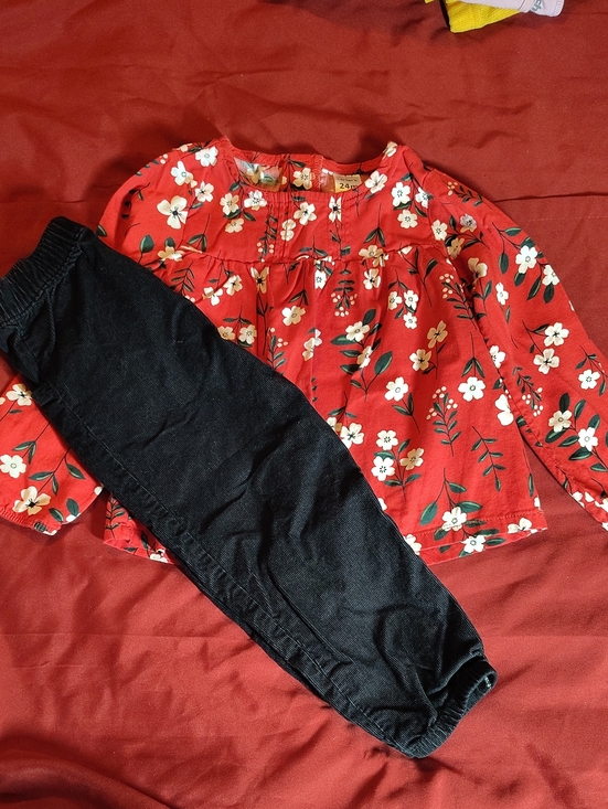 Carter's Other - Carter's Red Floral Top with Black Knit Pants